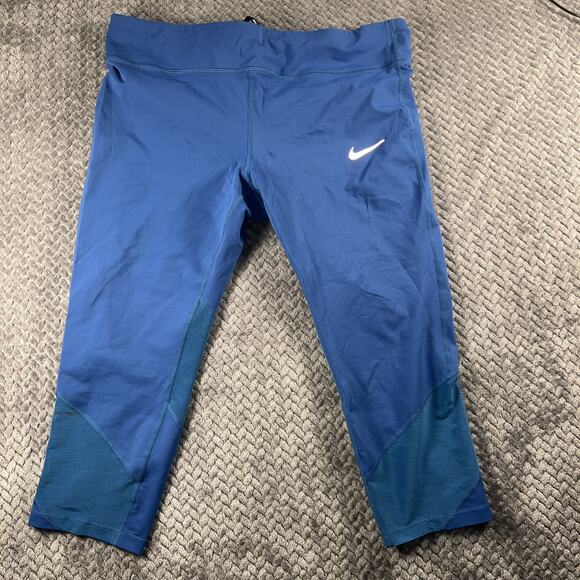 Nike Womens 2XL High Waist Yoga Leggings Blue Dri-Fit Running Jogger Workout - Picture 1 of 15